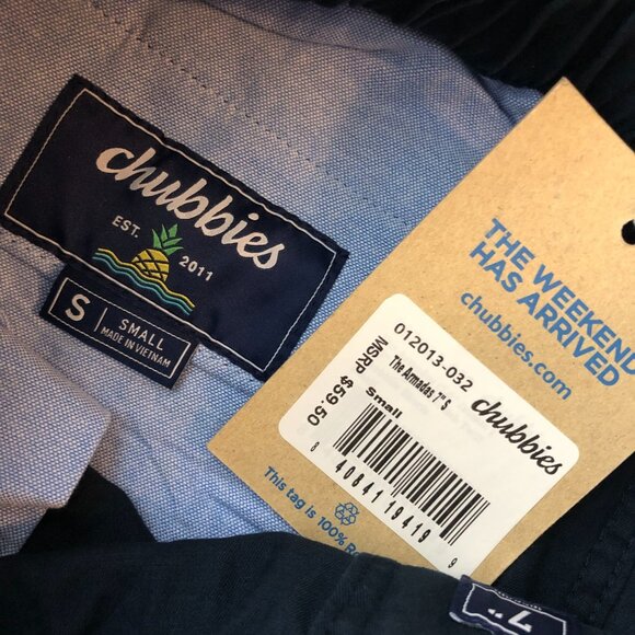 Chubbies Mens The Armadas Shorts Stretch Twill Shorts 7" Inseam Navy Size S - Picture 3 of 4